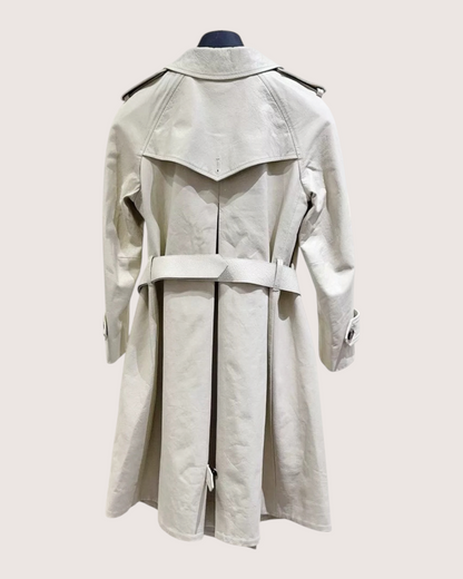 Miu Miu Leather Trench Coat Beige/Ecru FR 36