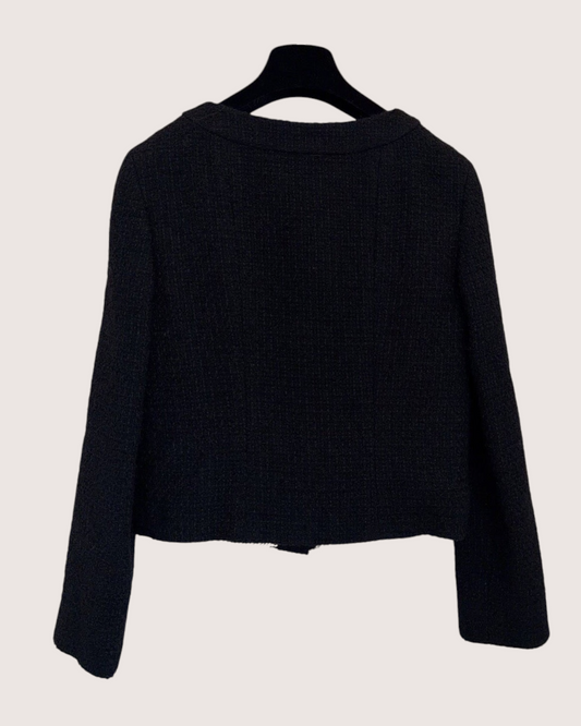 Chanel 24P Cropped Tweed Jacket Black, White FR 38