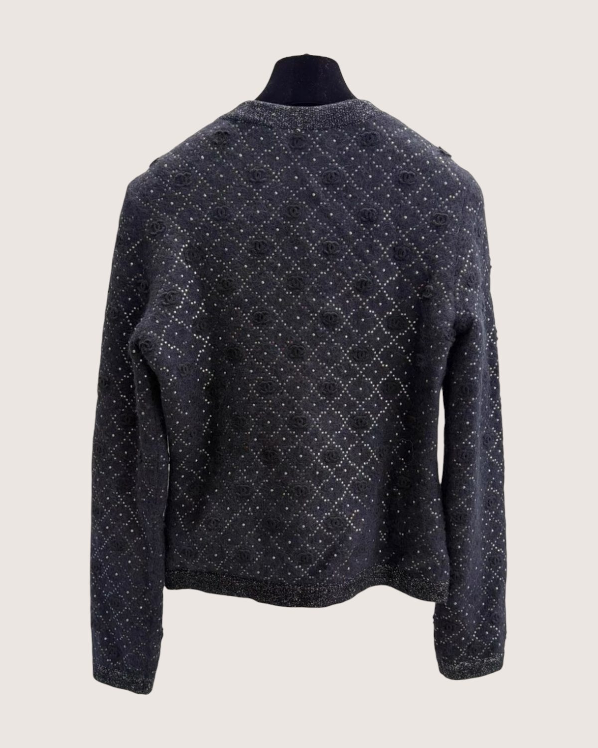Chanel 22A Quilted Logo Cardigan Black, Multicolor FR 38