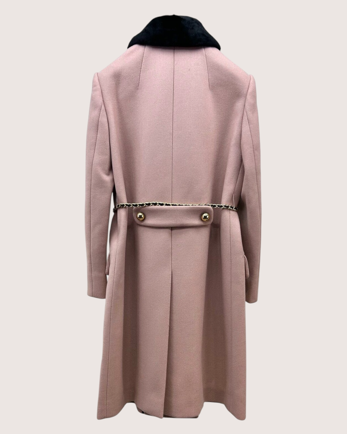 Miu Miu Wool Double-Breasted Fur-Collar Coat Pink, Black FR 36