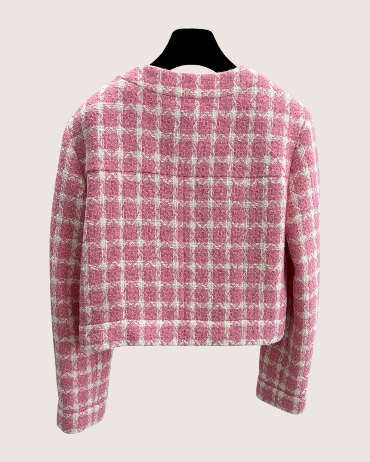 Chanel 25B Tweed Plaid Jacket Pink, White FR 38