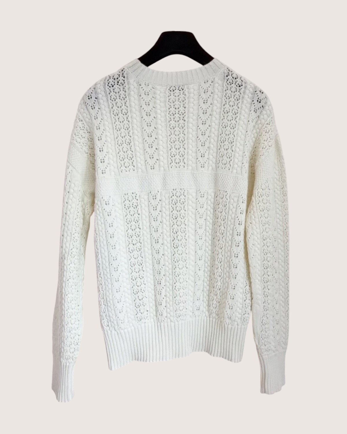 Chanel 24M Coco Beach Openwork CC Logo Sweater Beige/Ecru FR 34