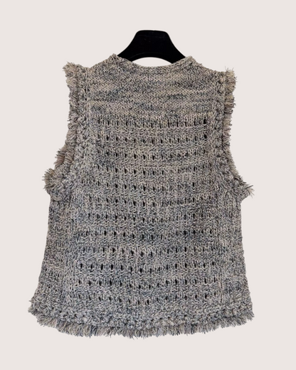 Chanel 25S Fringe Vest Beige/Ecru, Grey, Multicolor FR 38