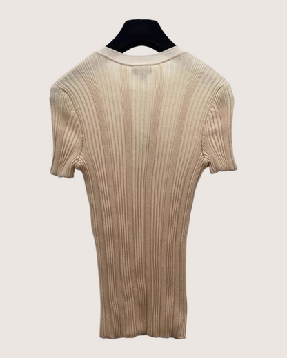 Chanel 26M Knit Slim Short-Sleeve Logo Top - view 2