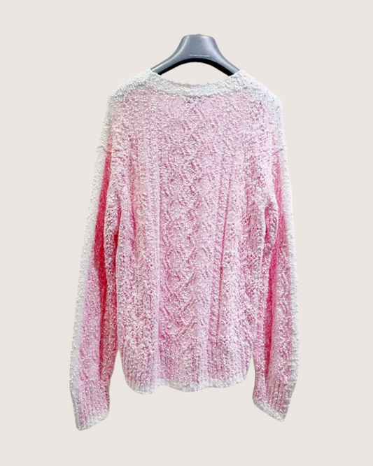 Chanel 24P Cashmere Bouclé Sweater Pink, White FR 34