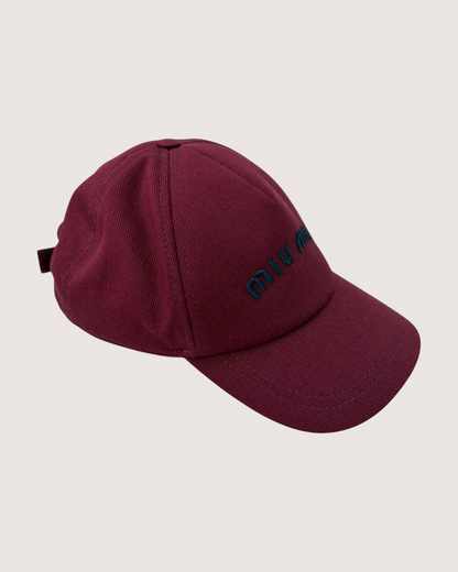 Miu Miu Logo Hat Burgundy FR 38