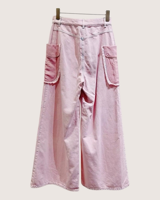 Chanel Wide-Leg Cargo Denim Jeans Pink, Blue FR 34