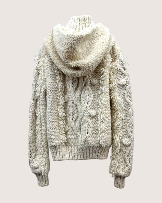 Chanel 18B Wool Cardigan w/ Detachable Hood - Beige/Ecru, view 2