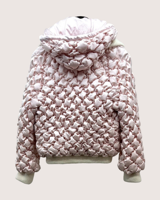 Chanel 22N Coco Neige Hooded Quilted Jacket Pink, Beige/Ecru FR 34