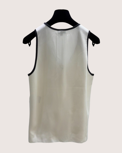 Chanel 26S Contrast-Trim Top White, Black FR 36