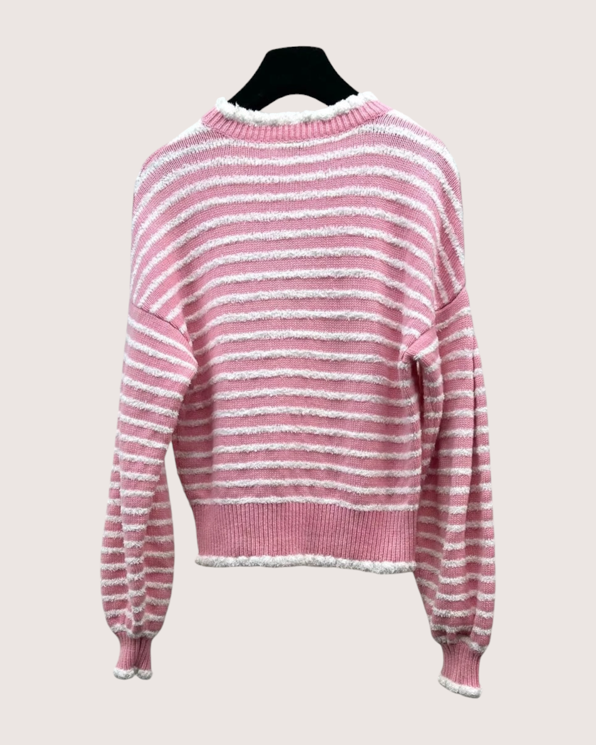 Chanel 20S Striped Cashmere Sweater Pink, White FR 36