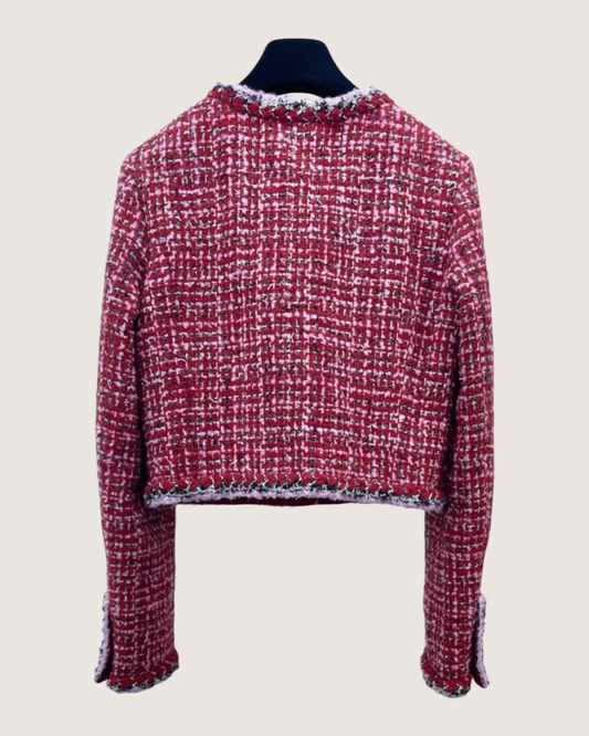 Chanel 25K Four-Pocket Tweed Jacket Red, Pink, Multicolor FR 38