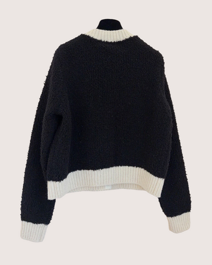 Chanel 25K Wool Contrast-Trim Four-Pocket Cardigan Black, Beige/Ecru FR 36