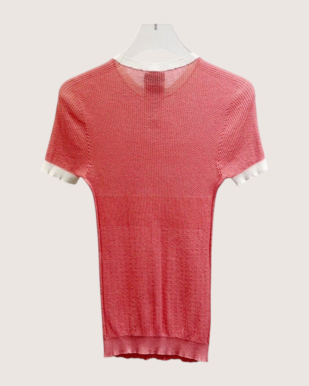 Chanel Crystal CC Short-Sleeve Top Pink, White FR 38