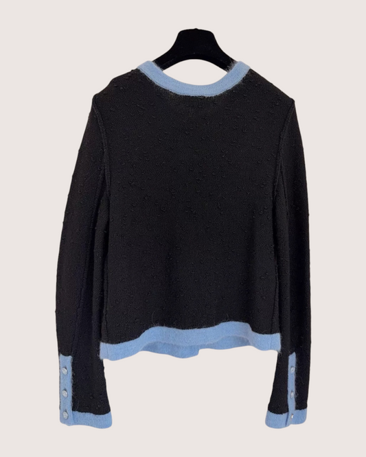 Chanel 24B Four-Pocket Wool Cardigan - Black, Blue, view 2