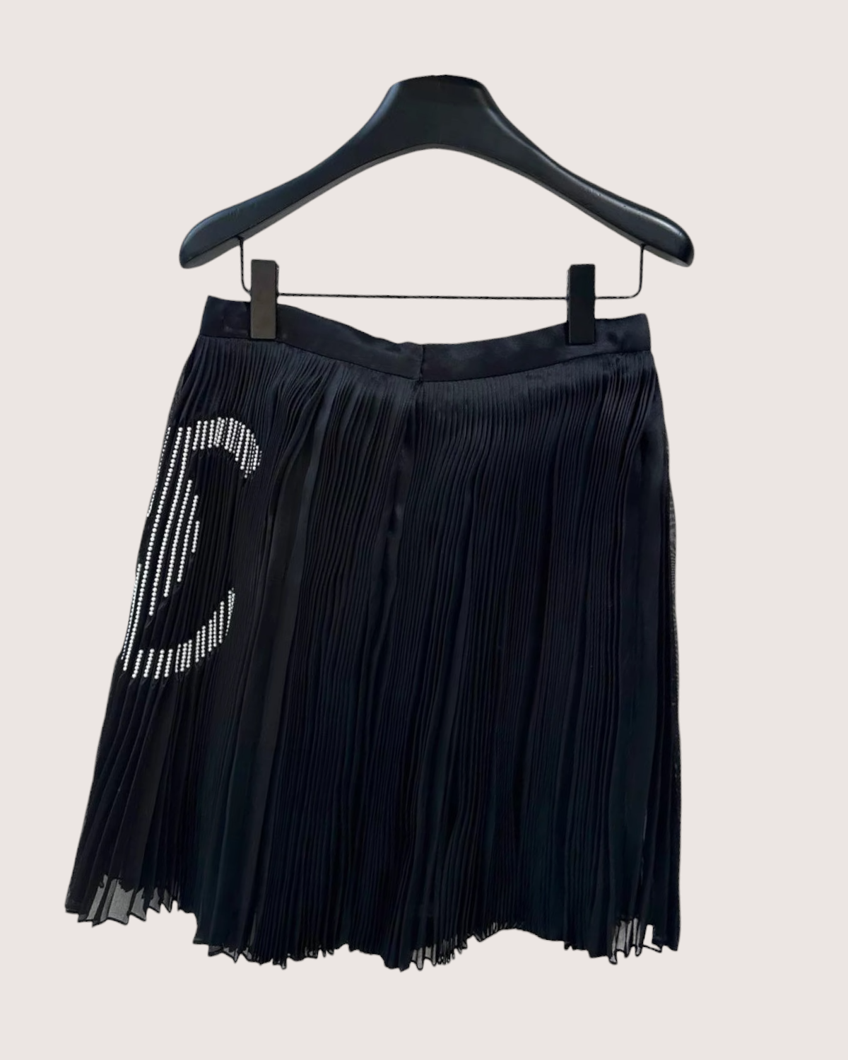 Chanel 22A Pleated Pearl CC Logo Mini Skirt