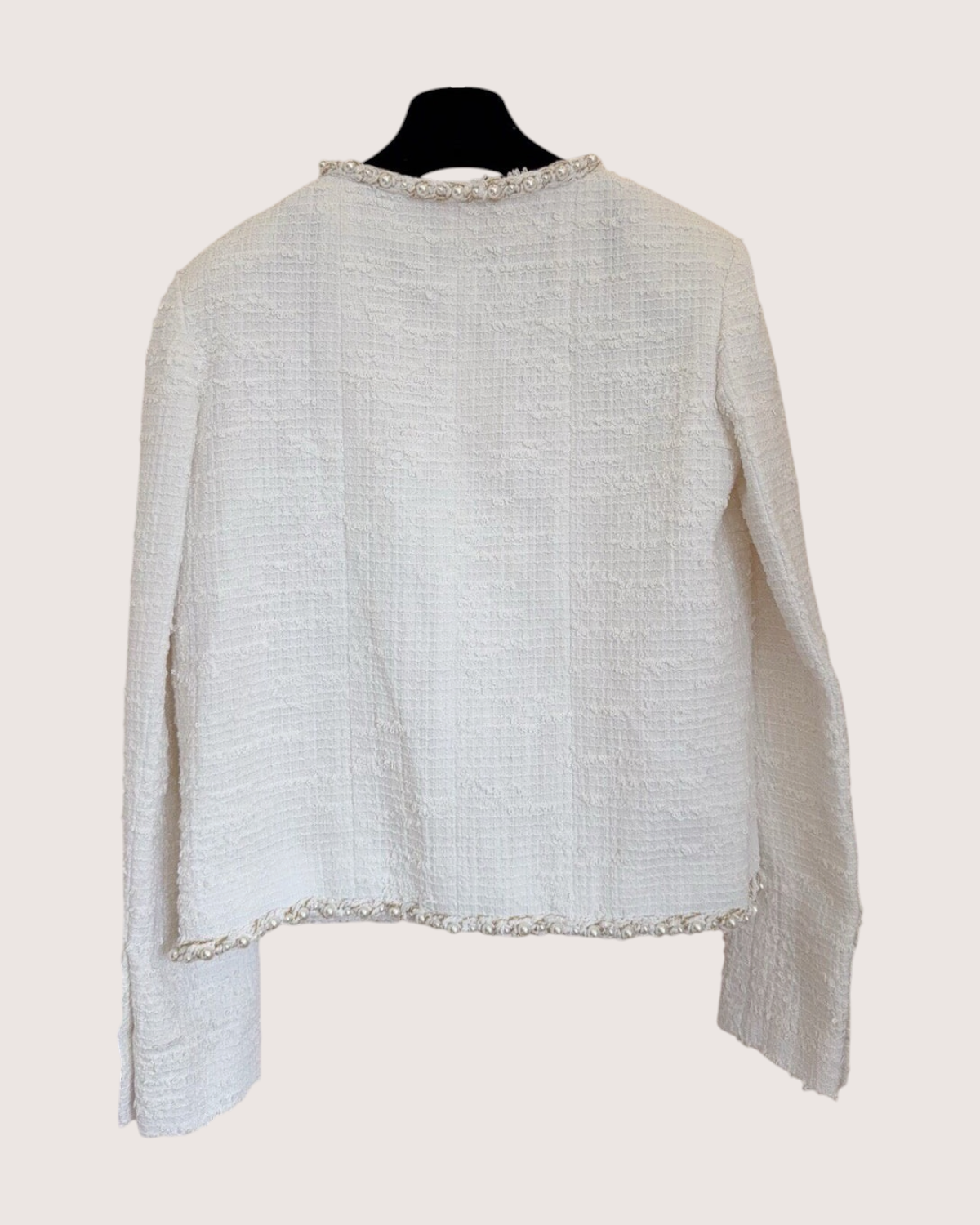 Chanel 25P Chain-Trim Tweed Jacket White FR 34