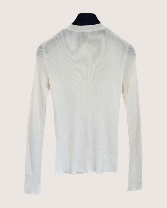 Chanel 26S Ribbed Cardigan White, Gold FR 34