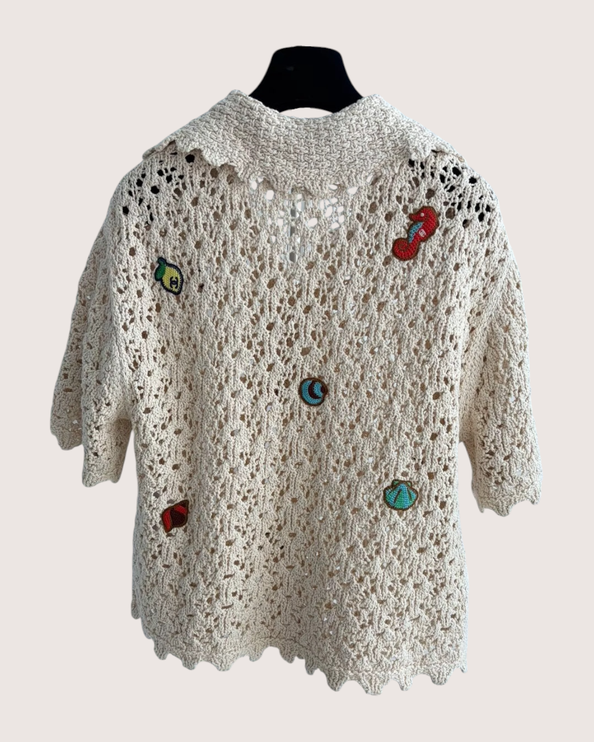 Chanel 26M Coco Beach Crochet Openwork Top Beige/Ecru, Multicolor FR 40