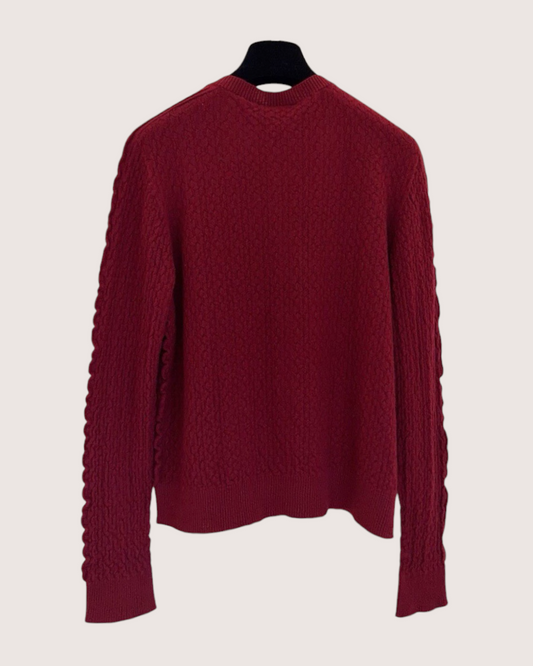 Chanel 23A Cashmere Cable Cardigan Red FR 42