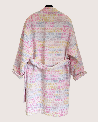 Chanel 24C Belted Logo Coat Pink, White, Multicolor FR 34