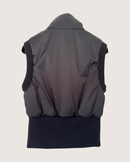 Chanel 23N Crystal-Button Padded Vest Black FR 34