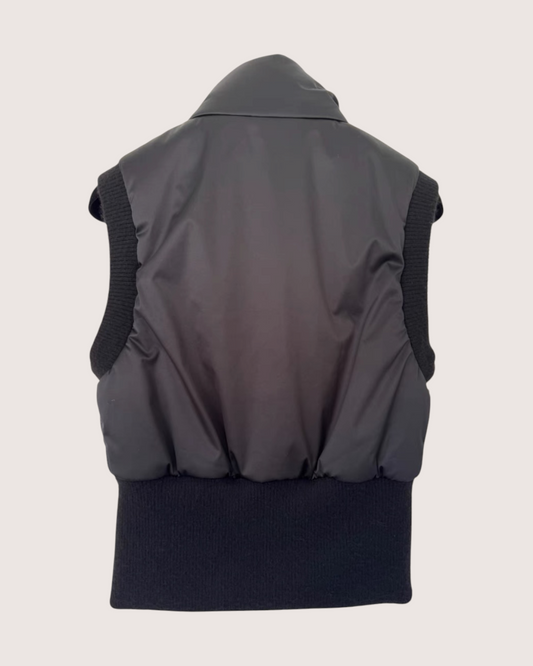 Chanel 23N Coco Neige Crystal-Button Padded Vest - Black, view 2