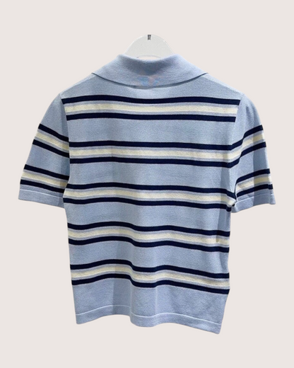 Miu Miu Striped Polo Top Blue, Navy, Yellow FR 38