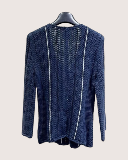 Chanel 06P Striped Cardigan Navy, White FR 36