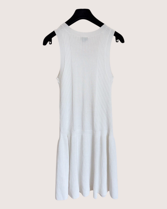 Chanel 25B CC Ribbed Tank Mini Dress White FR 34