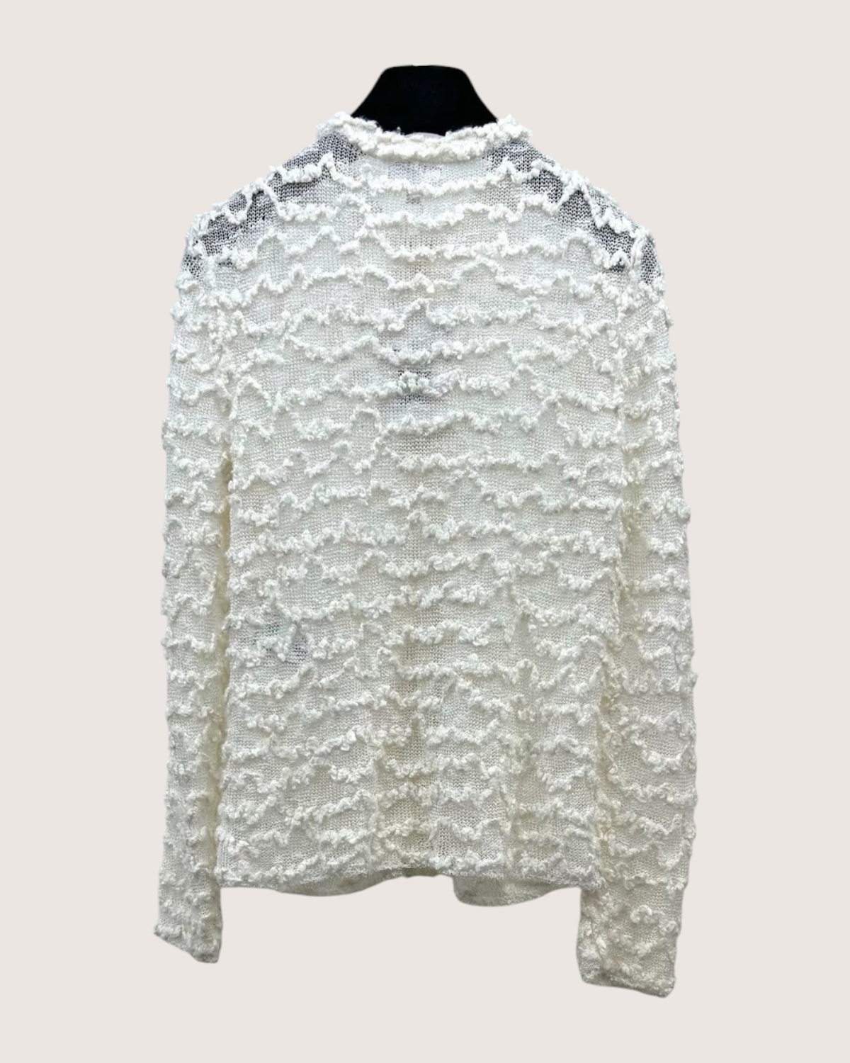 Chanel 26A Bouclé Mesh Cardigan White FR 34