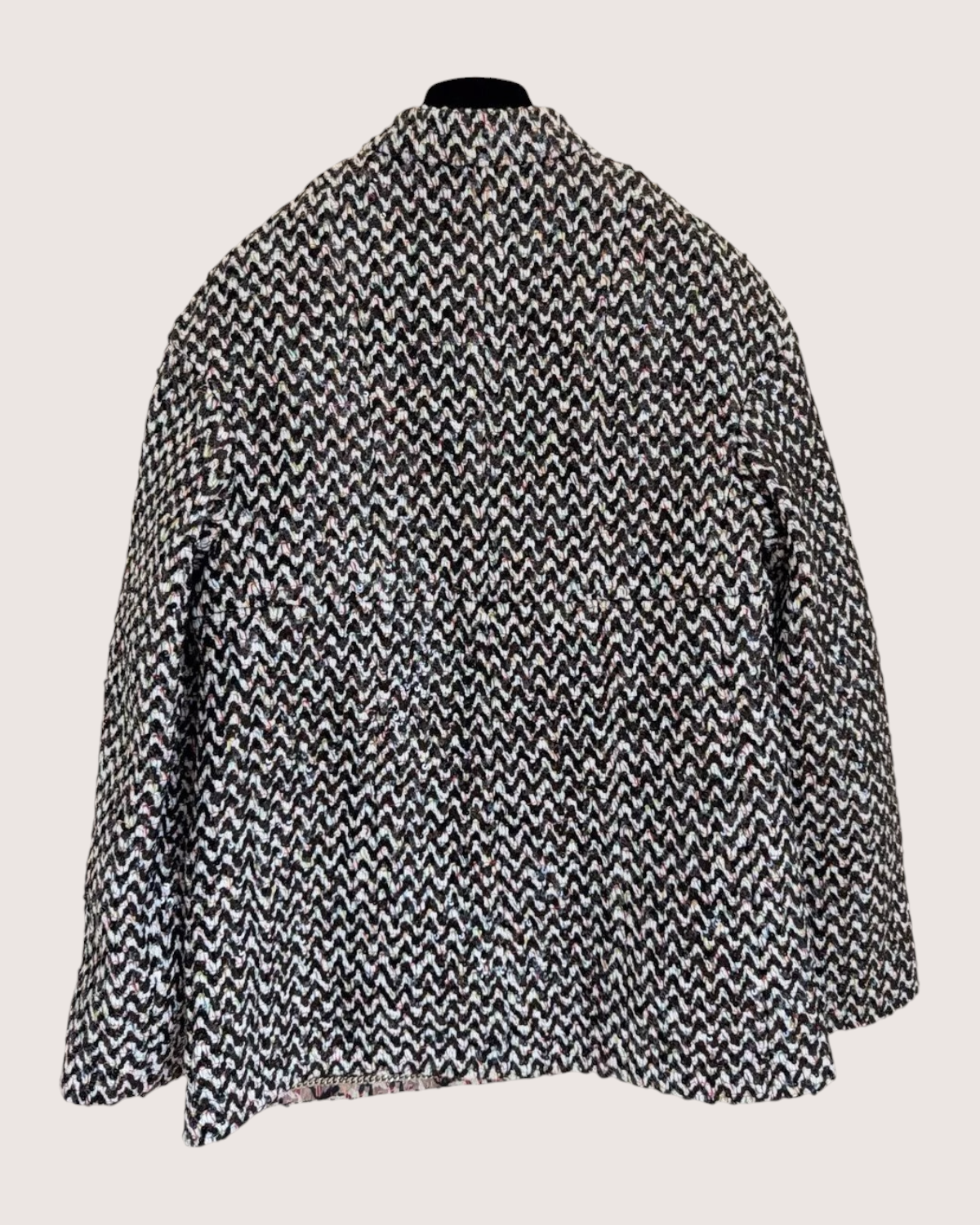 Chanel 23A Sequin Tweed Jacket Black, White, Multicolor FR 34