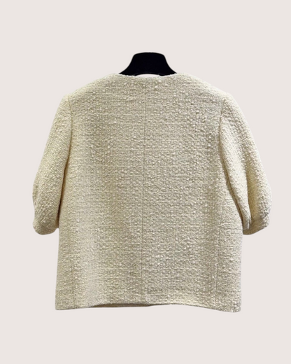 Celine Tweed Jacket Beige/Ecru, Gold FR 34
