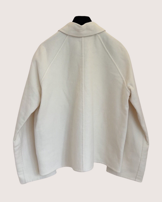 Hermès Cashmere Raglan-Sleeve Patch-Pocket Jacket Beige/Ecru FR 36