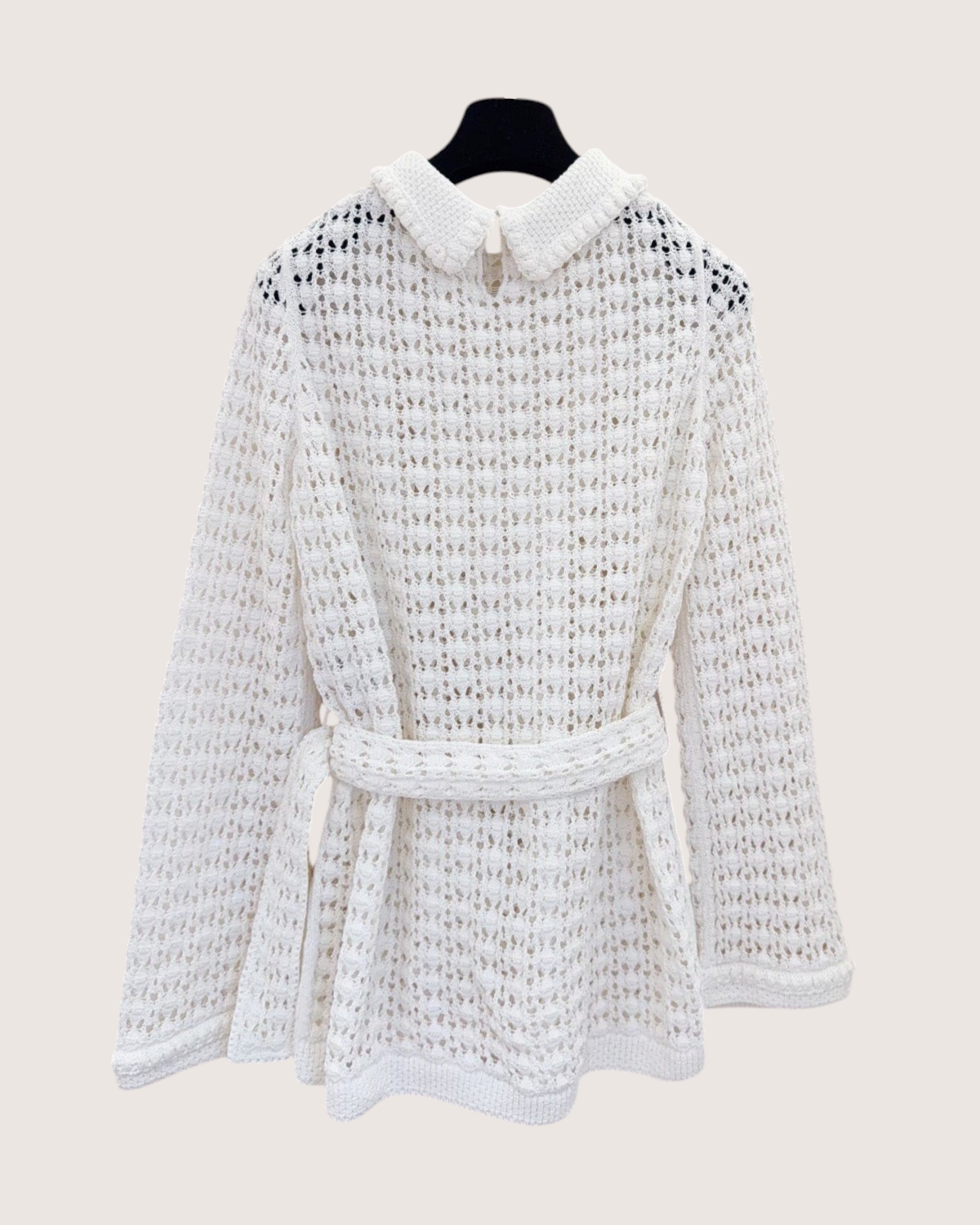 Chanel 26C Belted Openwork Sweater White FR 40