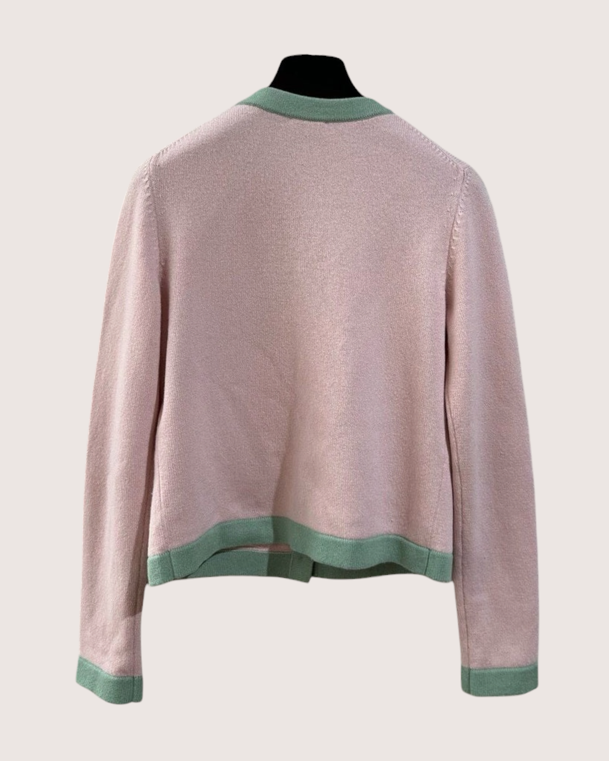 Chanel 24C Cashmere Contrast-Trim Four-Pocket Cardigan Pink, Green FR 34