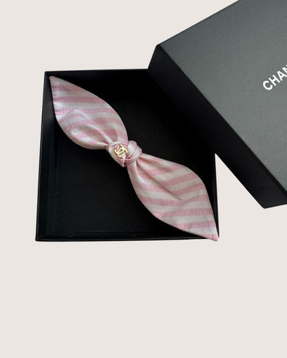 Chanel 24C Bow Hair Clip Pink, White One Size