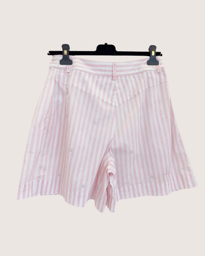 Chanel 24M Coco Beach Sequin CC Striped Shorts Pink, White FR 34