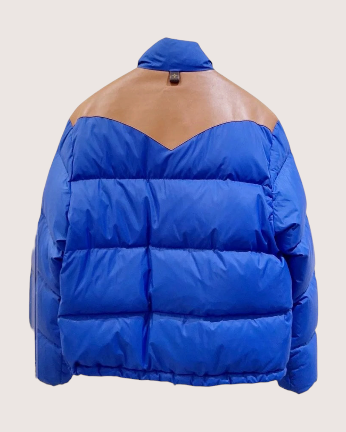 Louis Vuitton Leather-Trim Puffer Jacket Blue, Brown FR 38