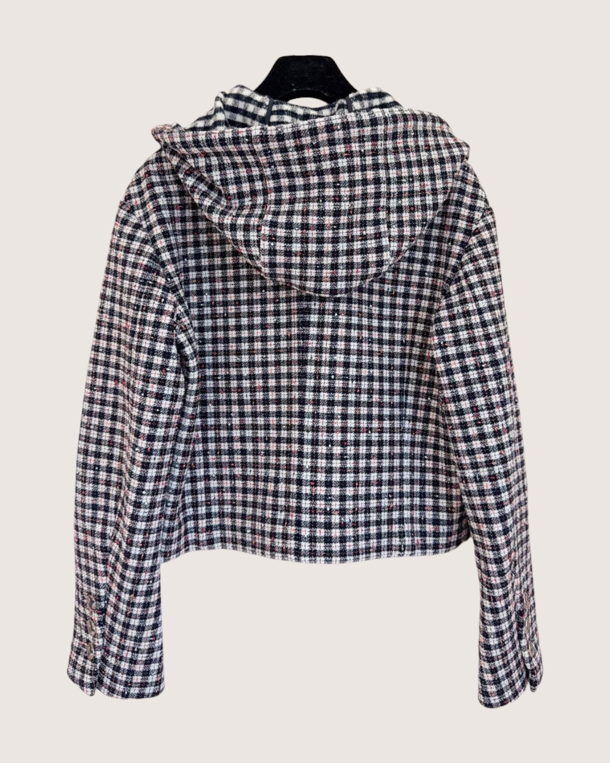 Chanel 24B Tweed Jacket Black, White, Pink FR 36