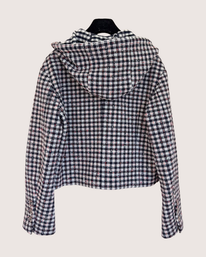 Chanel 24B Tweed Jacket Black, White, Pink FR 36