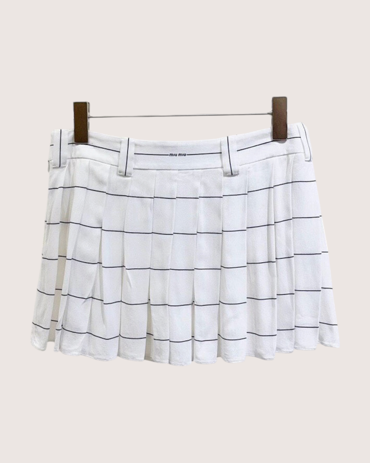 Miu Miu Striped Pleated Mini Skirt White, Navy IT 40