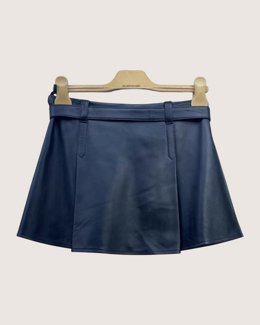 Miu Miu Belted Leather Mini Skirt