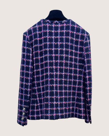 Chanel 24P Plaid Tweed Jacket Navy, Multicolor FR 34