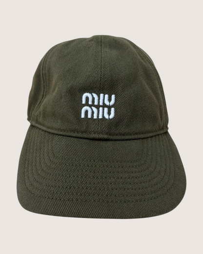 Miu Miu Drawstring Hat Green One Size