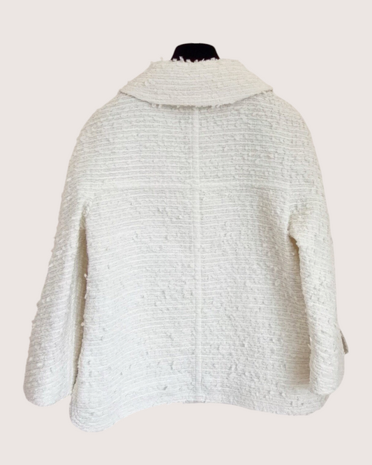 Chanel 17P Round-Collar Tweed Jacket Beige/Ecru FR 36