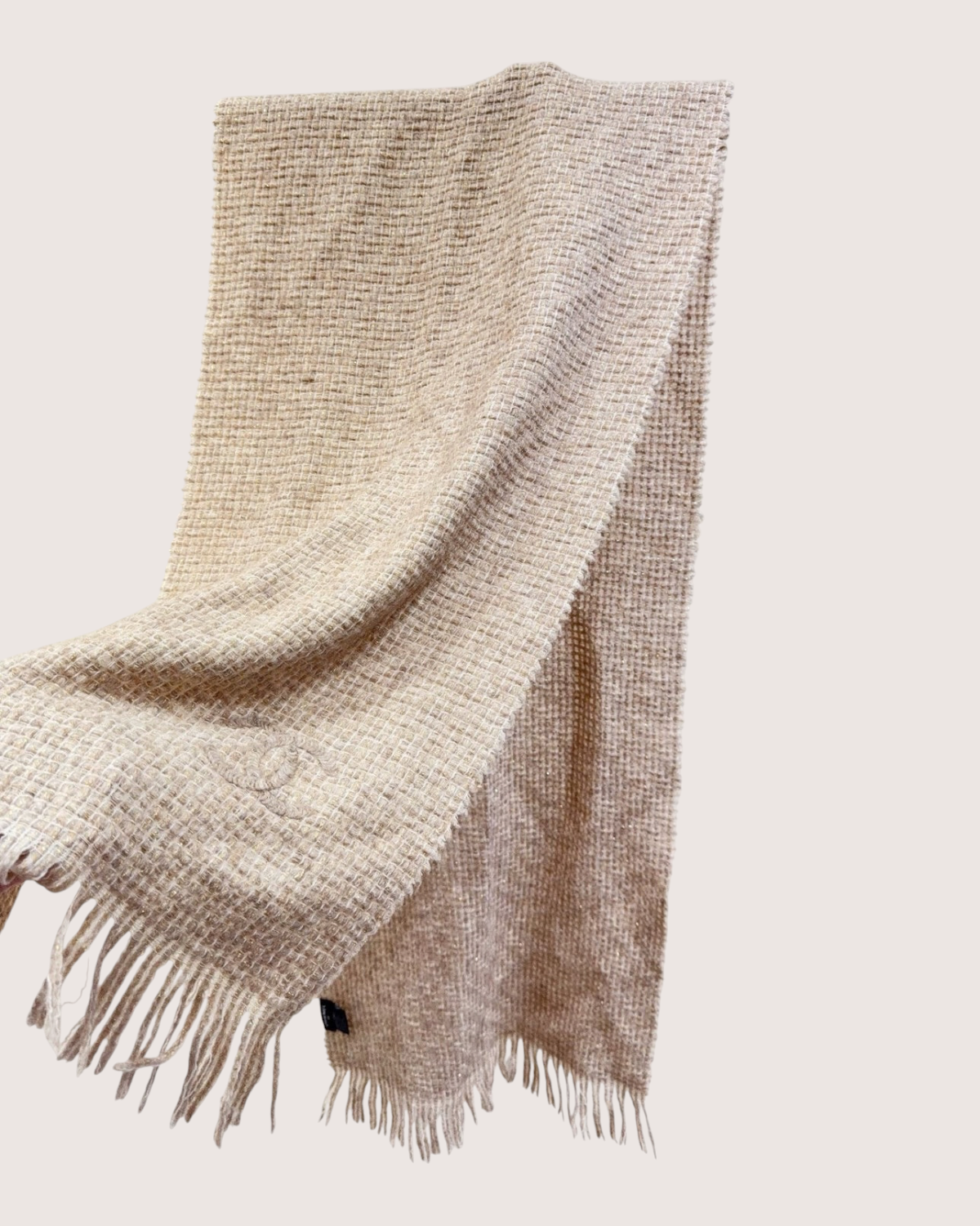 Chanel Tweed CC Scarf Beige/Ecru, Gold One Size