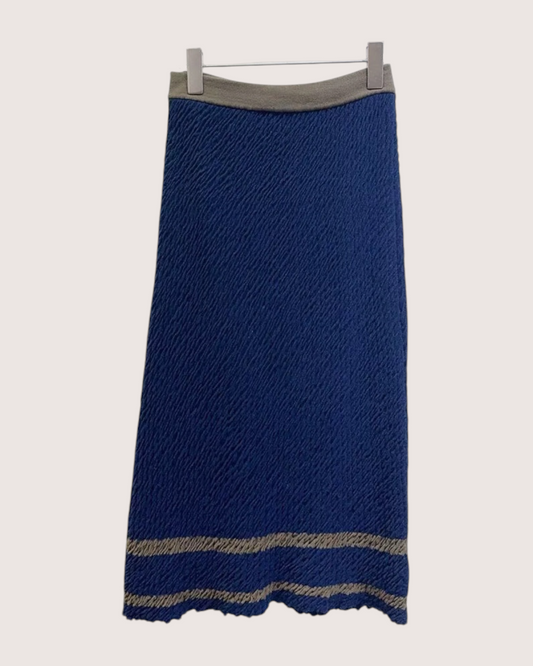 Chanel 20C Textured Skirt - Navy, Beige/Ecru, view 2