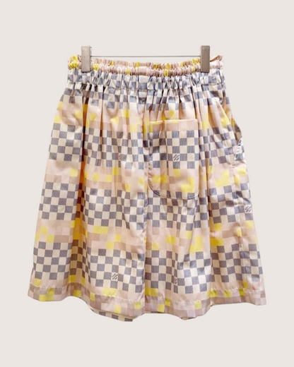 Louis Vuitton Checkered Nylon Mini Skirt Beige/Ecru, Yellow, Multicolor FR 34