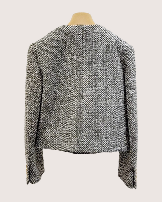 Celine Tweed Jacket Grey, Black, White FR 36